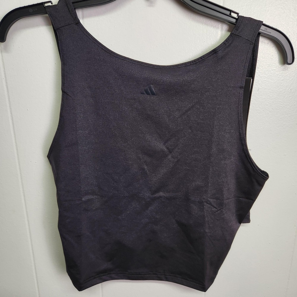 Adidas Yoga‎ Crop Tank Top Womens XL Black HS8120 Aeroready Training MSRP $45 - Picture 5 of 10